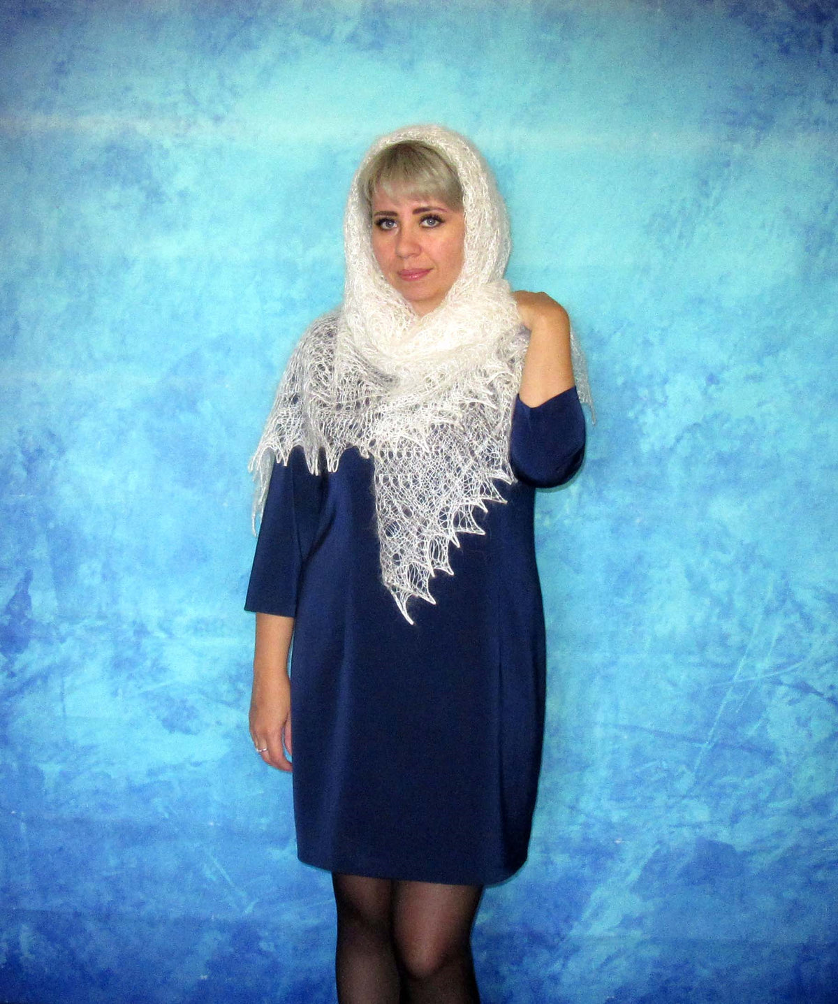 Gestrickter Ziegenflaum Schal Orenburger Schal Shawl Scarf Strick Stola Handmade