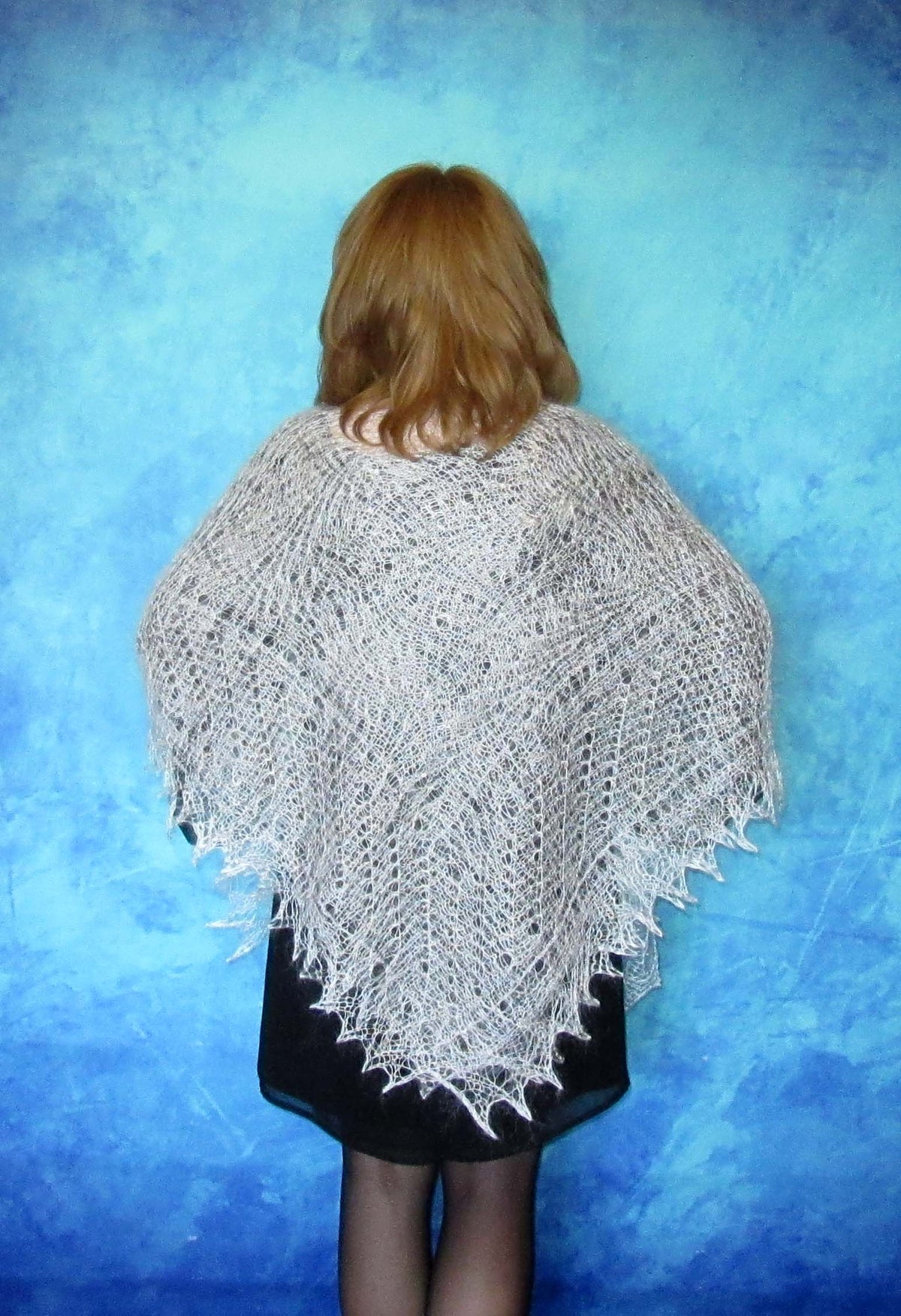 Gestrickter Ziegenflaum Schal Orenburger Schal Shawl Scarf Strick Stola Handmade