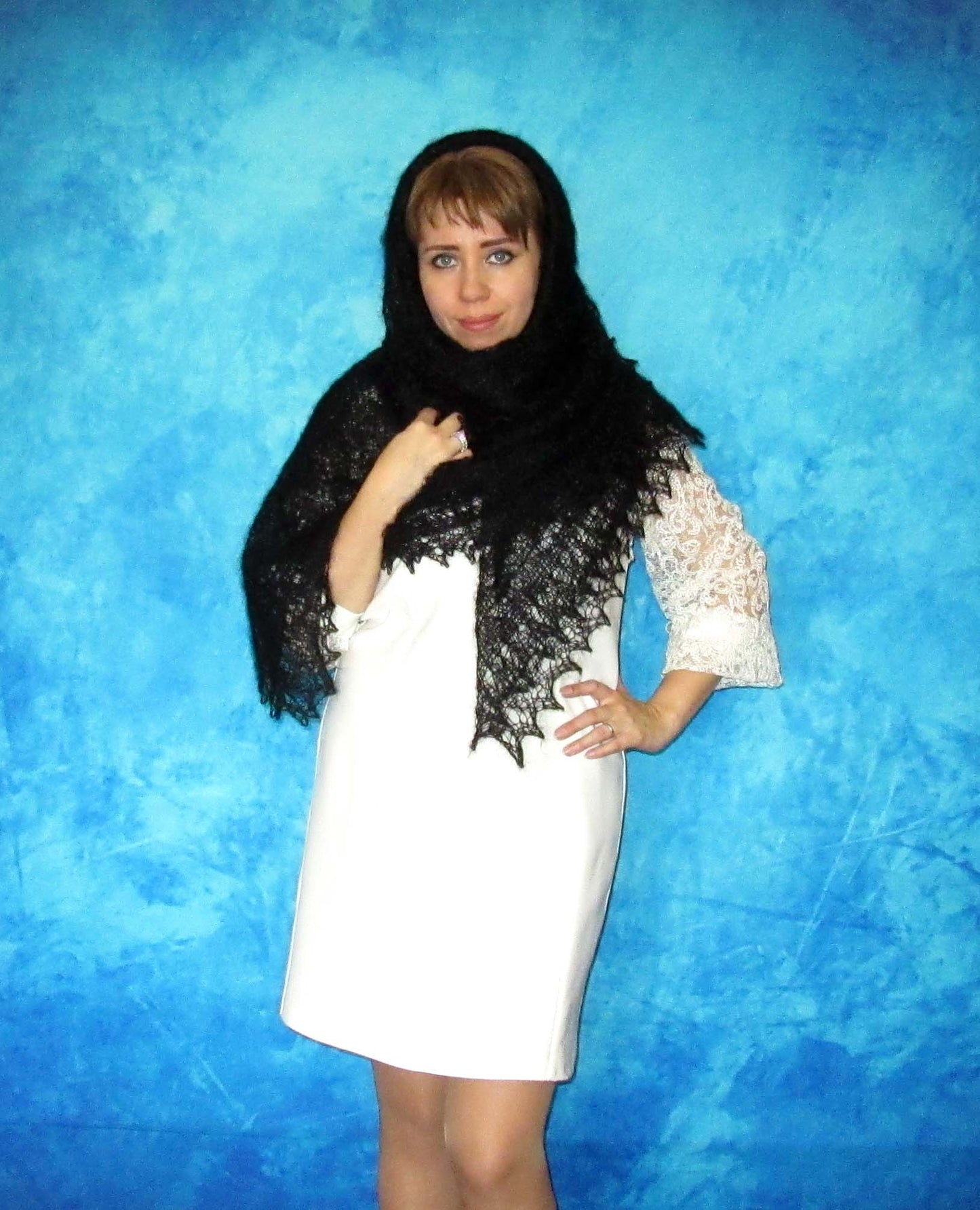 Gestrickter Ziegenflaum Schal Orenburger Schal Shawl Scarf Strick Stola Handmade