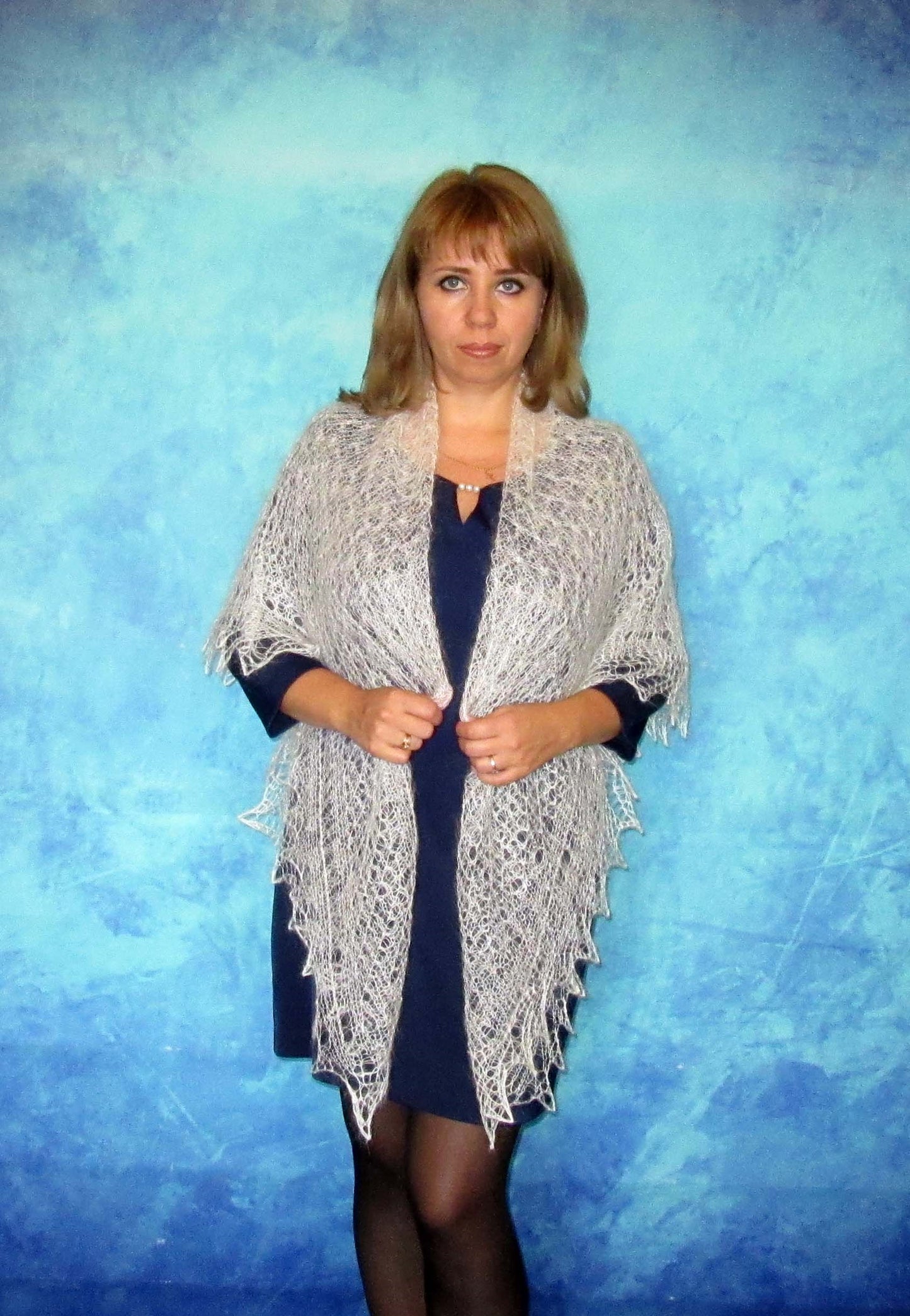 Gestrickter Ziegenflaum Schal Orenburger Schal Shawl Scarf Strick Stola Handmade