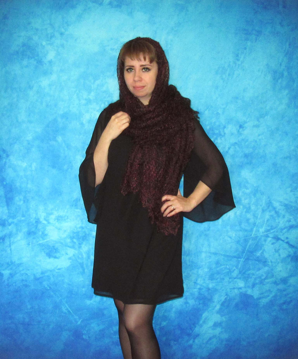 Orenburger Schal Gestrickter Ziegenflaum Schal Shawl Scarf Strick Stola Handmade