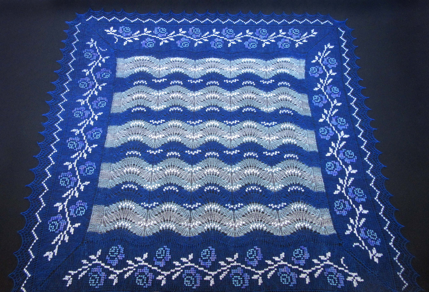 Gestrickter Ziegenflaum Schal Orenburger Schal Pelerina Strick Stola Handmade - Schwarz