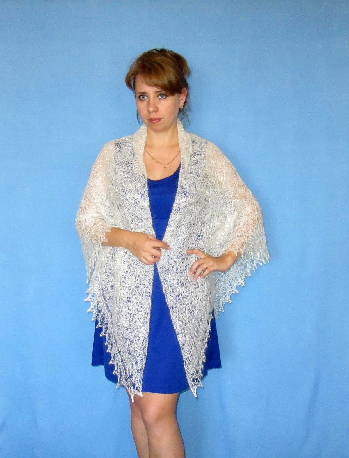 Gestrickter Ziegenflaum Schal Orenburger Schal Shawl Scarf Strick Stola Handmade