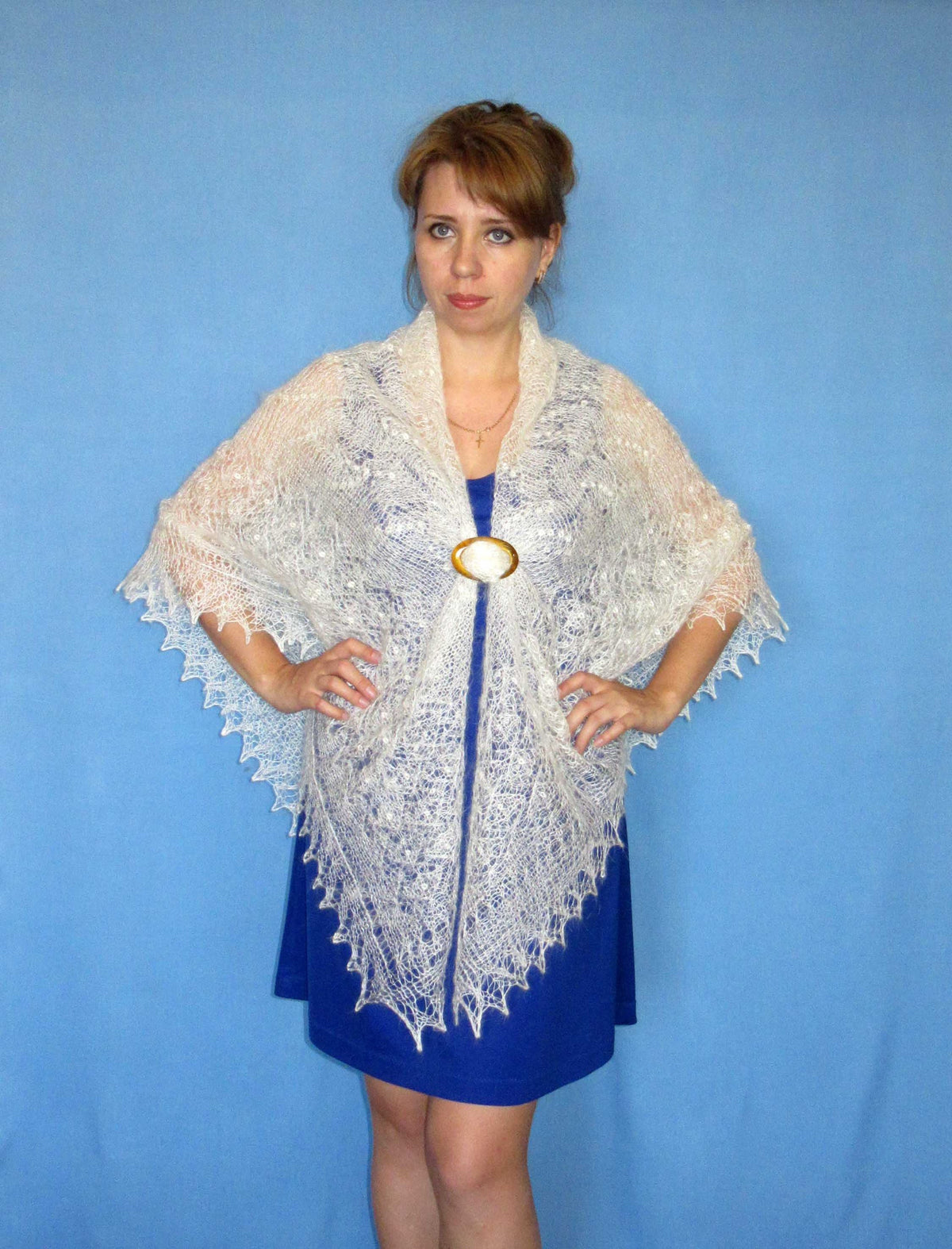 Gestrickter Ziegenflaum Schal Orenburger Schal Shawl Scarf Strick Stola Handmade