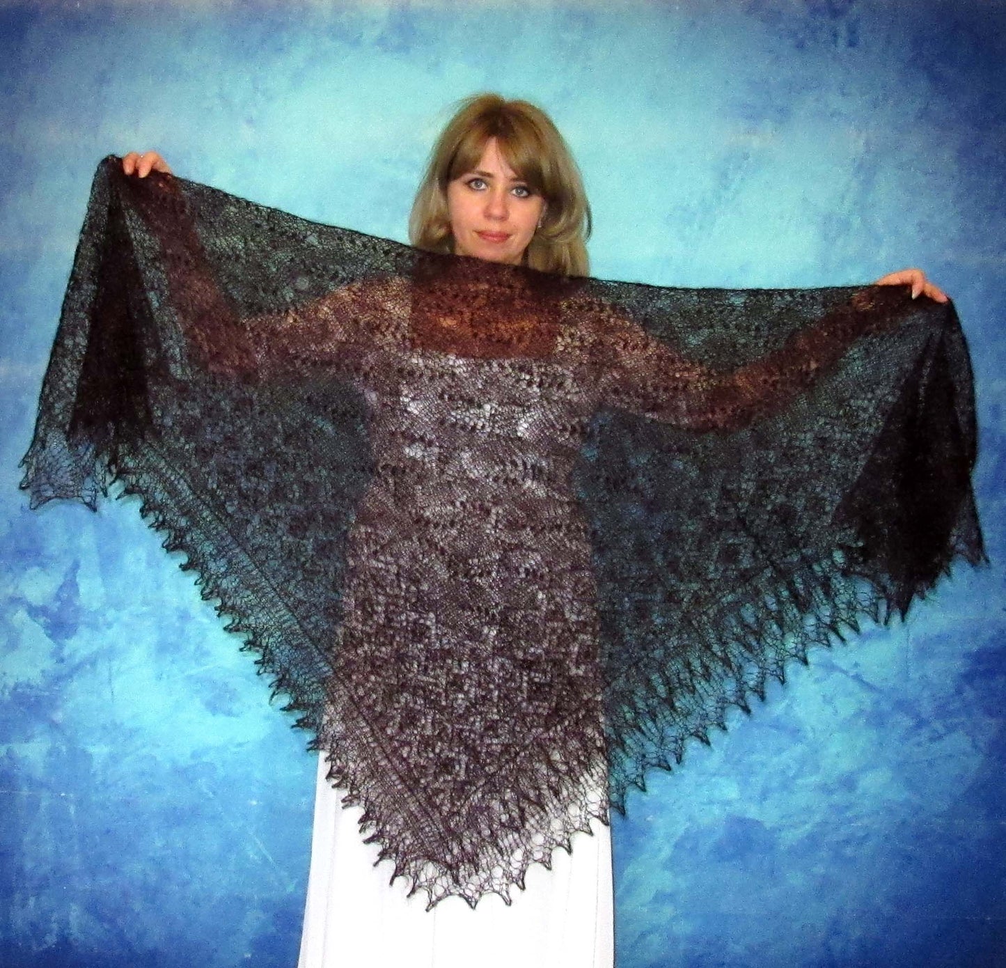 Gestrickter Ziegenflaum Schal Orenburger Schal Shawl Scarf Strick Stola Handmade