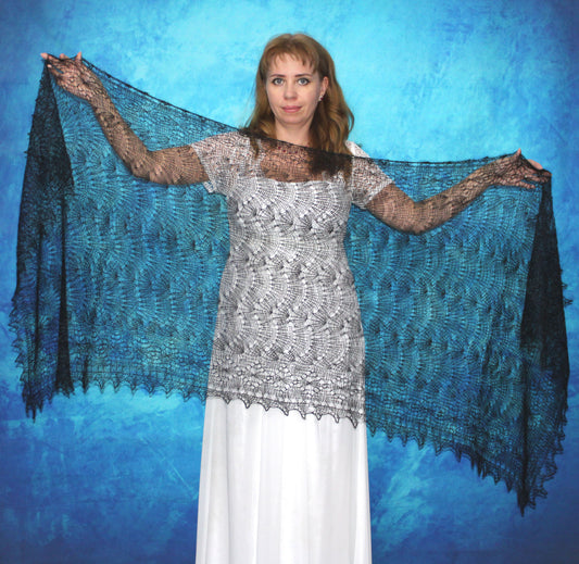 Orenburger Schal Gestrickter Ziegenflaum Schal Shawl Scarf Strick Stola Handmade - Braun