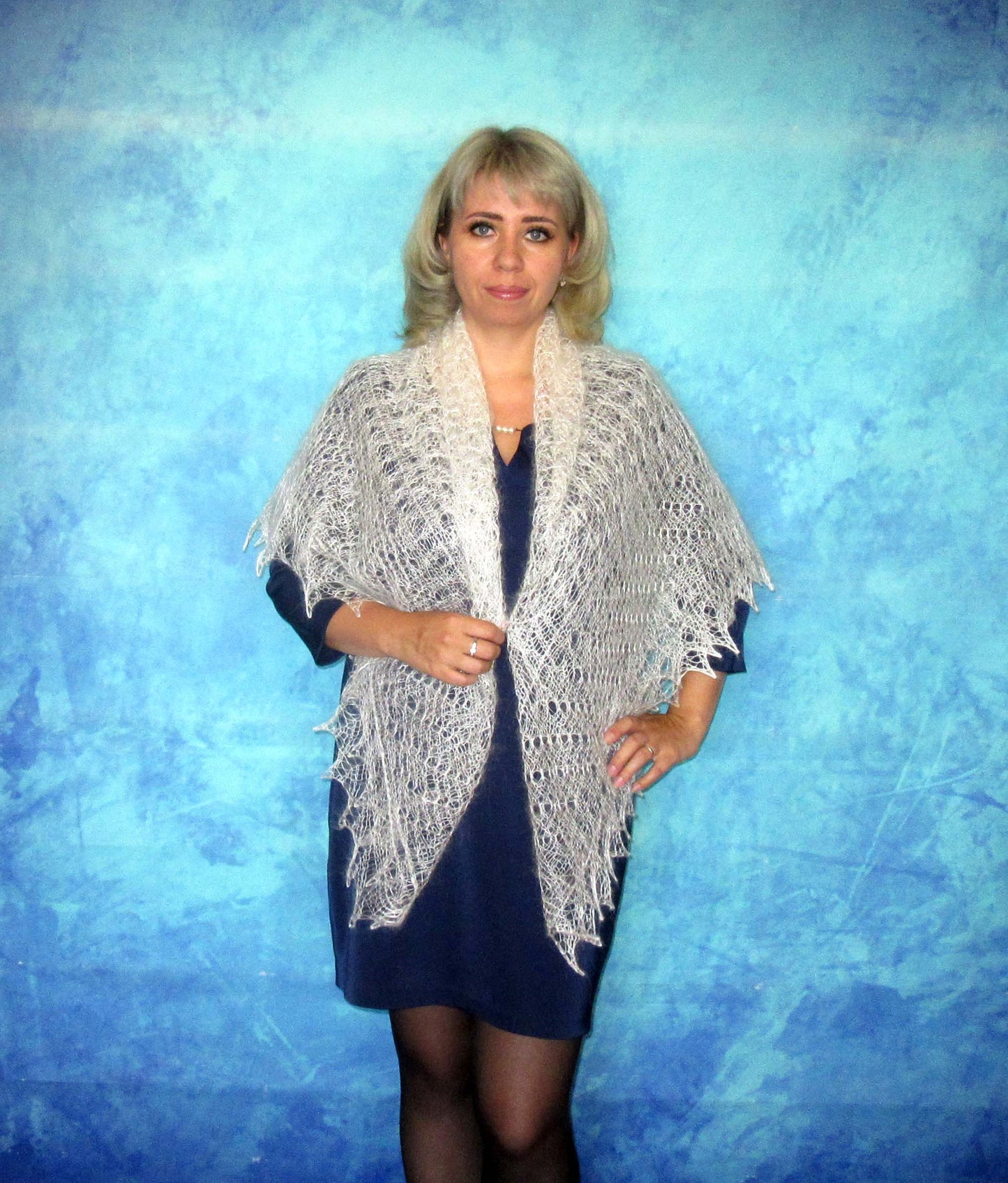 Gestrickter Ziegenflaum Schal Orenburger Schal Shawl Scarf Strick Stola Handmade