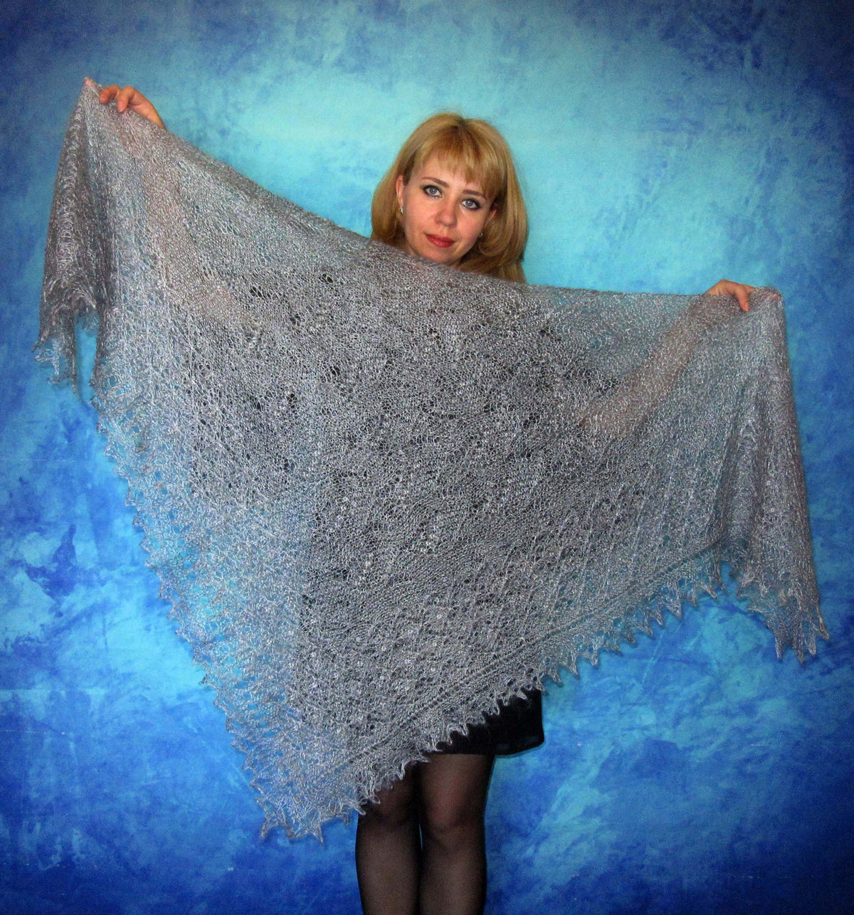 Gestrickter Ziegenflaum Schal Orenburger Schal Shawl Scarf Strick Stola Handmade