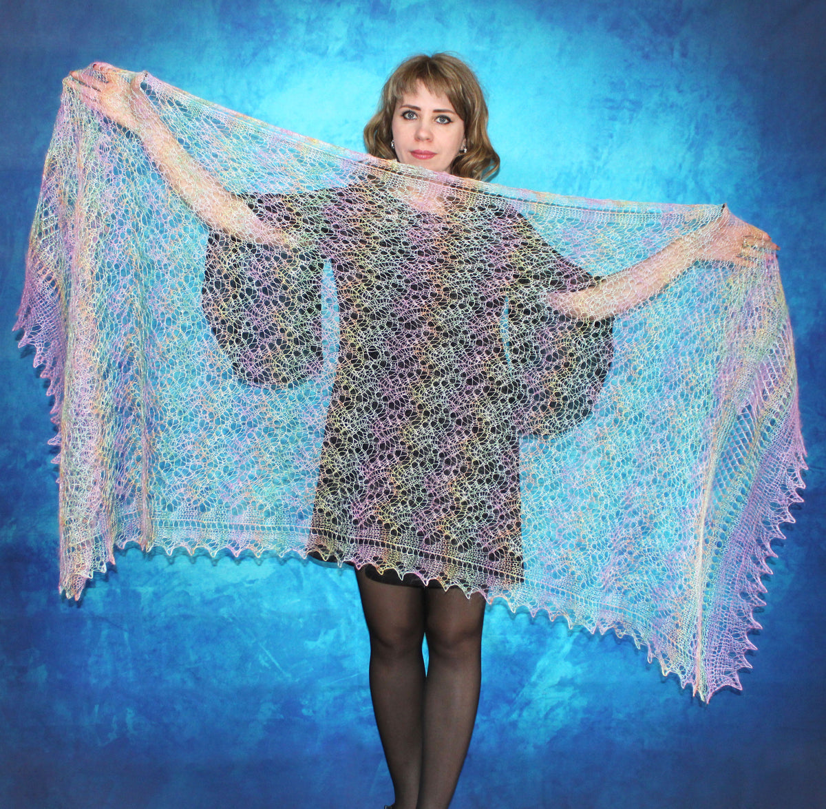 Gestrickter Ziegenflaum Schal Orenburger Schal Shawl Scarf Strick Stola Handmade