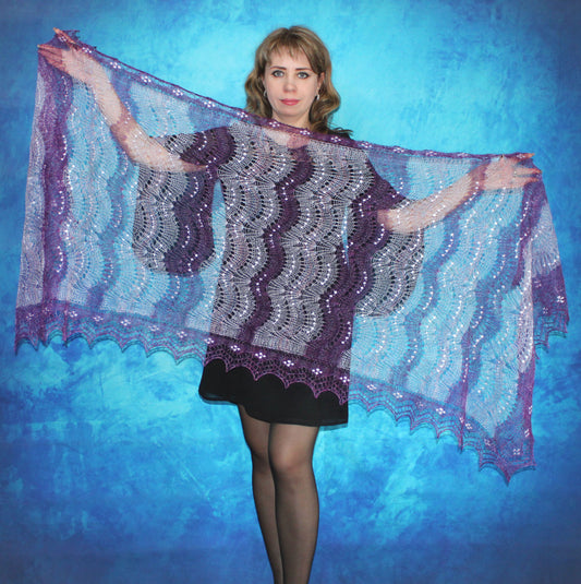 Gestrickter Ziegenflaum Schal Orenburger Schal Shawl Scarf mit Stikerei Handmade