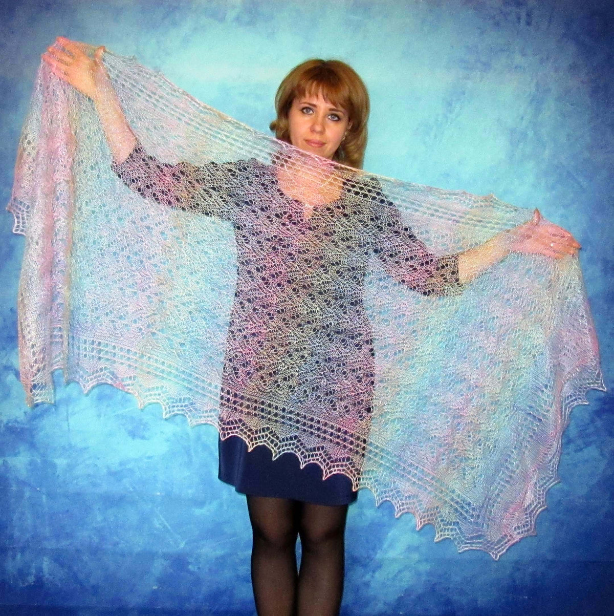 Gestrickter Ziegenflaum Schal Orenburger Schal Shawl Scarf Strick Stola Handmade