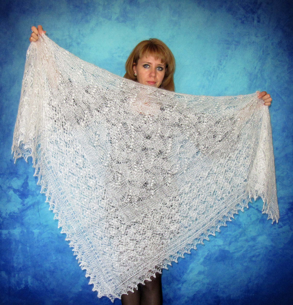 Gestrickter Ziegenflaum Schal Orenburger Schal Shawl Scarf Strick Stola Handmade