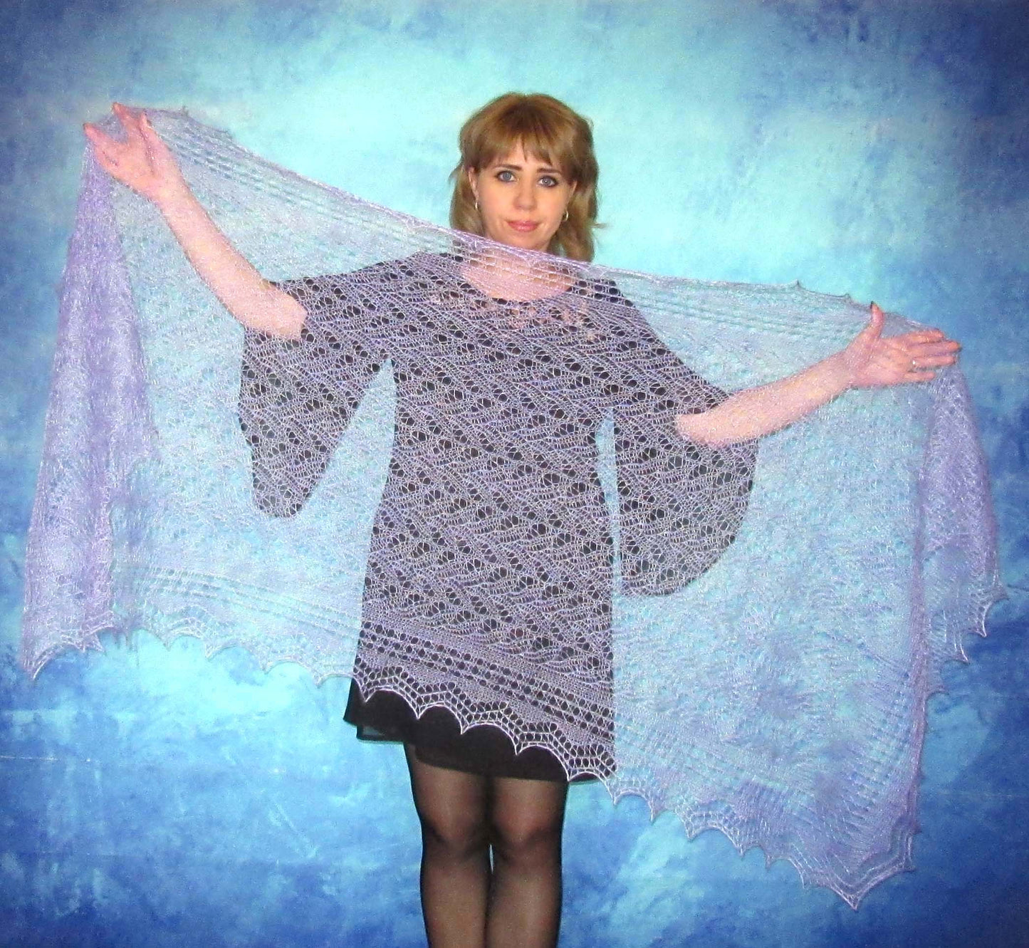 Gestrickter Ziegenflaum Schal Orenburger Schal Shawl Scarf Strick Stola Handmade