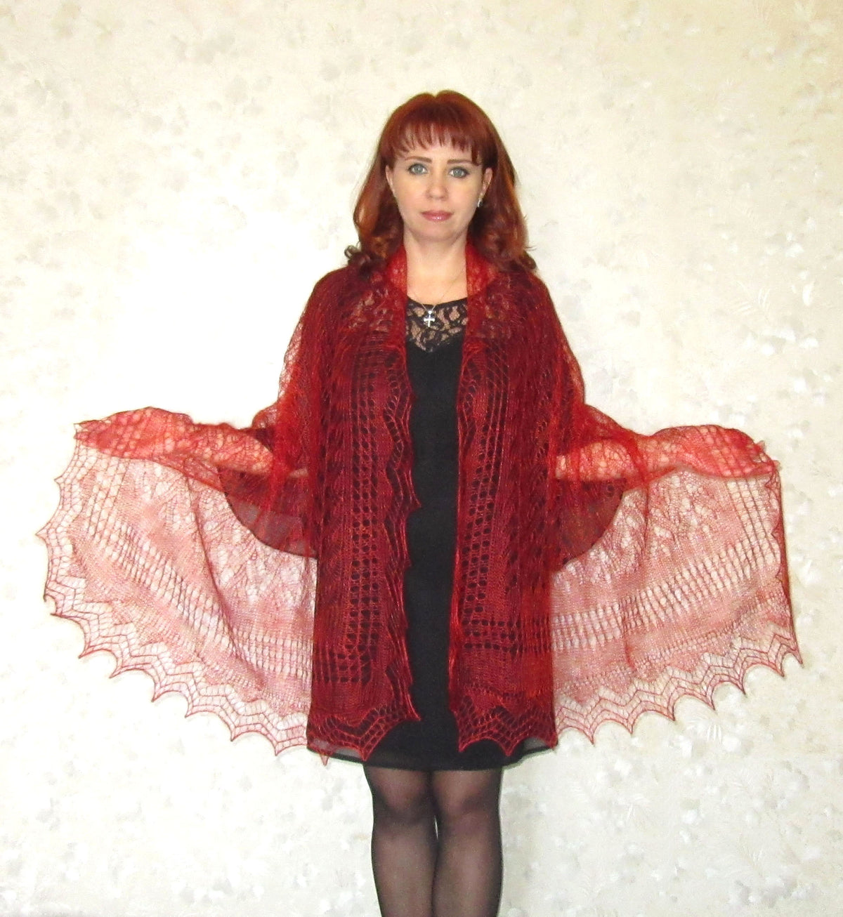 Gestrickter Ziegenflaum Schal Orenburger Schal Shawl Scarf Strick Stola Handmade