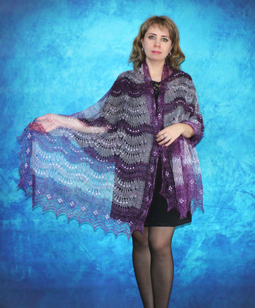 Gestrickter Ziegenflaum Schal Orenburger Schal Shawl Scarf mit Stikerei Handmade