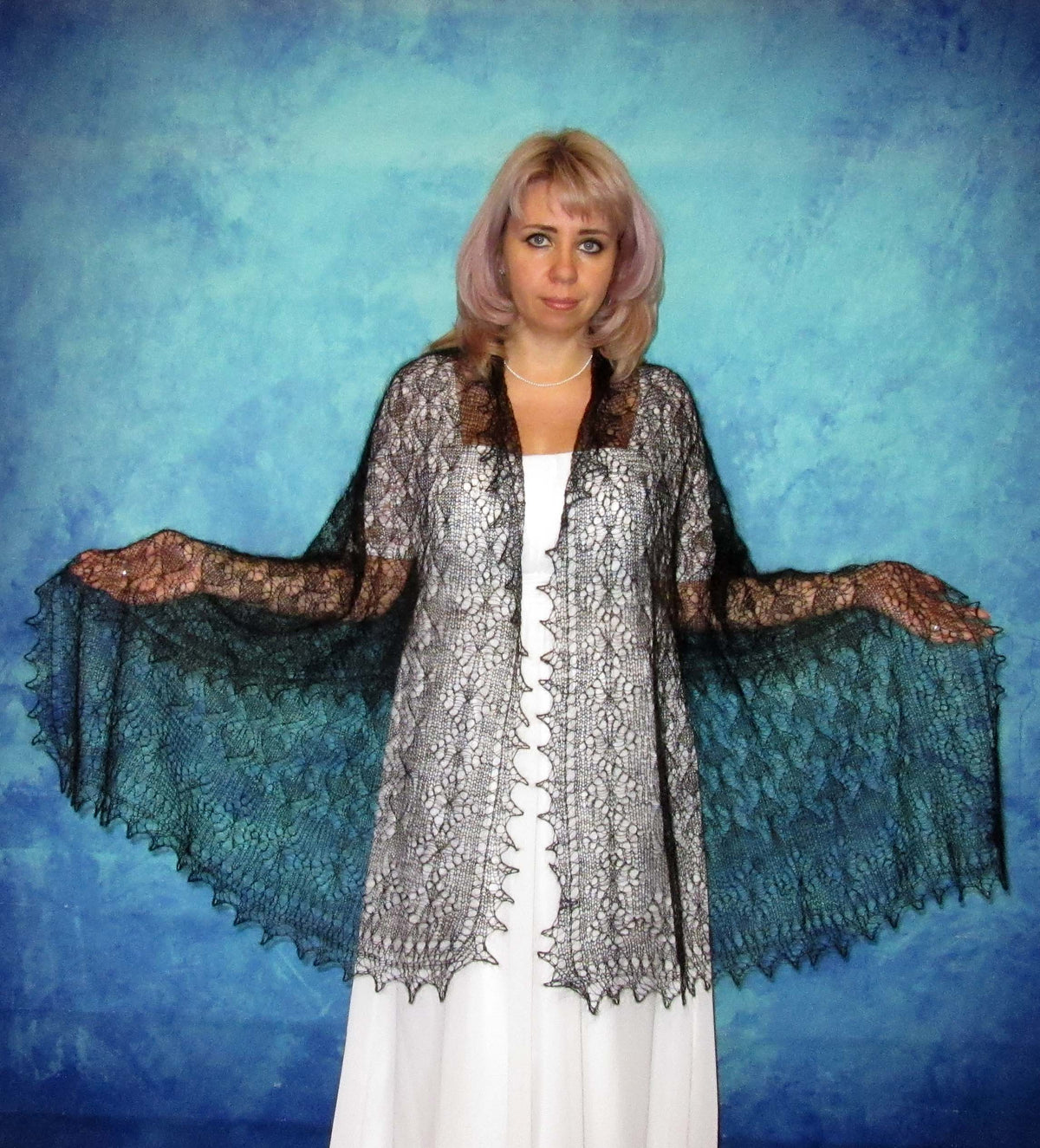 Gestrickter Ziegenflaum Schal Orenburger Schal Shawl Scarf Strick Stola Handmade