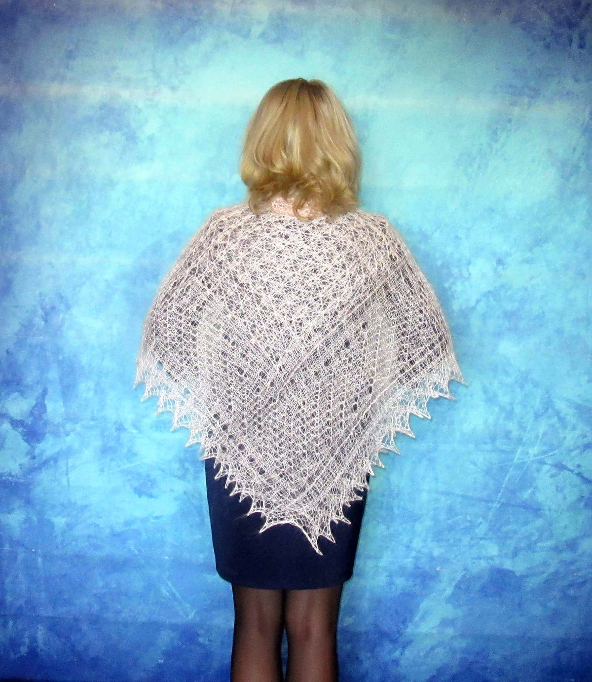 Gestrickter Ziegenflaum Schal Orenburger Schal Shawl Scarf Strick Stola Handmade