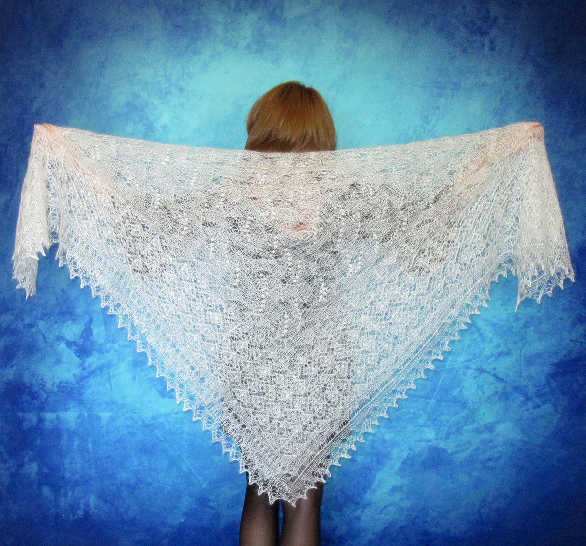 Gestrickter Ziegenflaum Schal Orenburger Schal Shawl Scarf Strick Stola Handmade