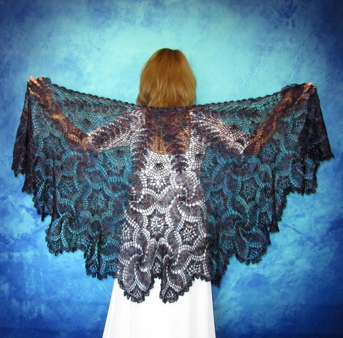 Orenburger Schal Gestrickter Ziegenflaum Schal Umhängetuch Pelerina Shawl Scharf