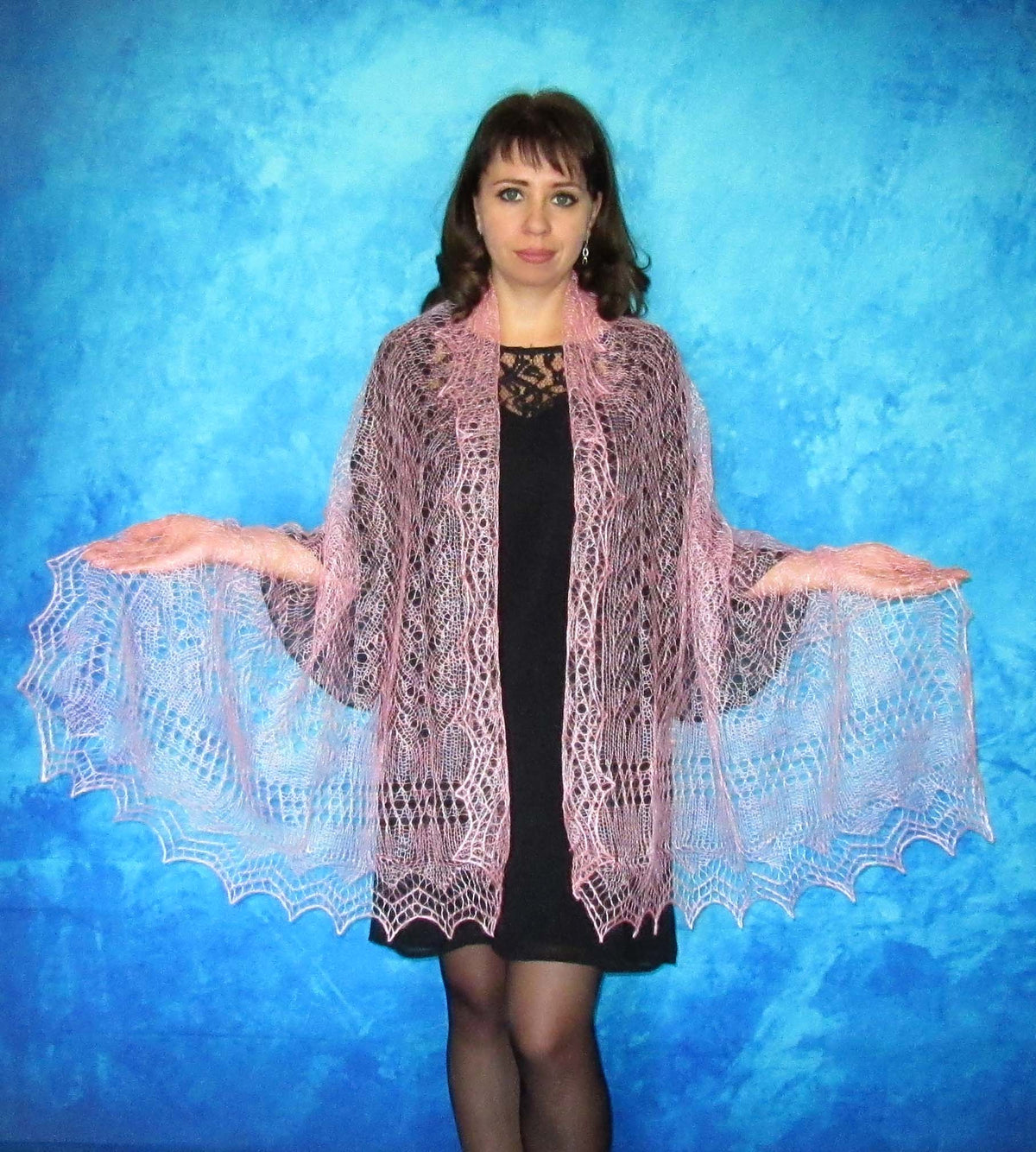 Gestrickter Ziegenflaum Schal Orenburger Schal Shawl Scarf Strick Stola Handmade