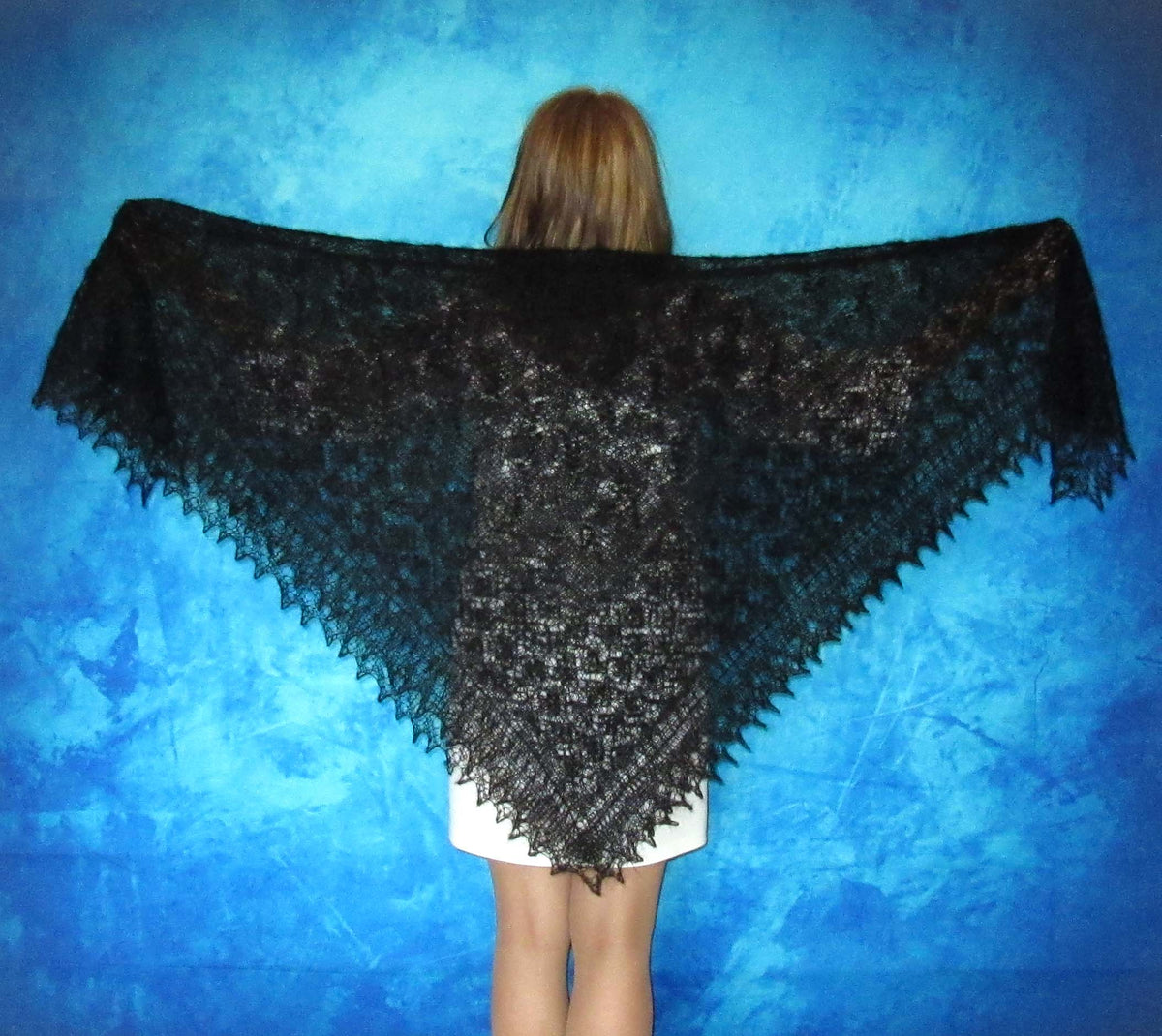 Gestrickter Ziegenflaum Schal Orenburger Schal Shawl Scarf Strick Stola Handmade