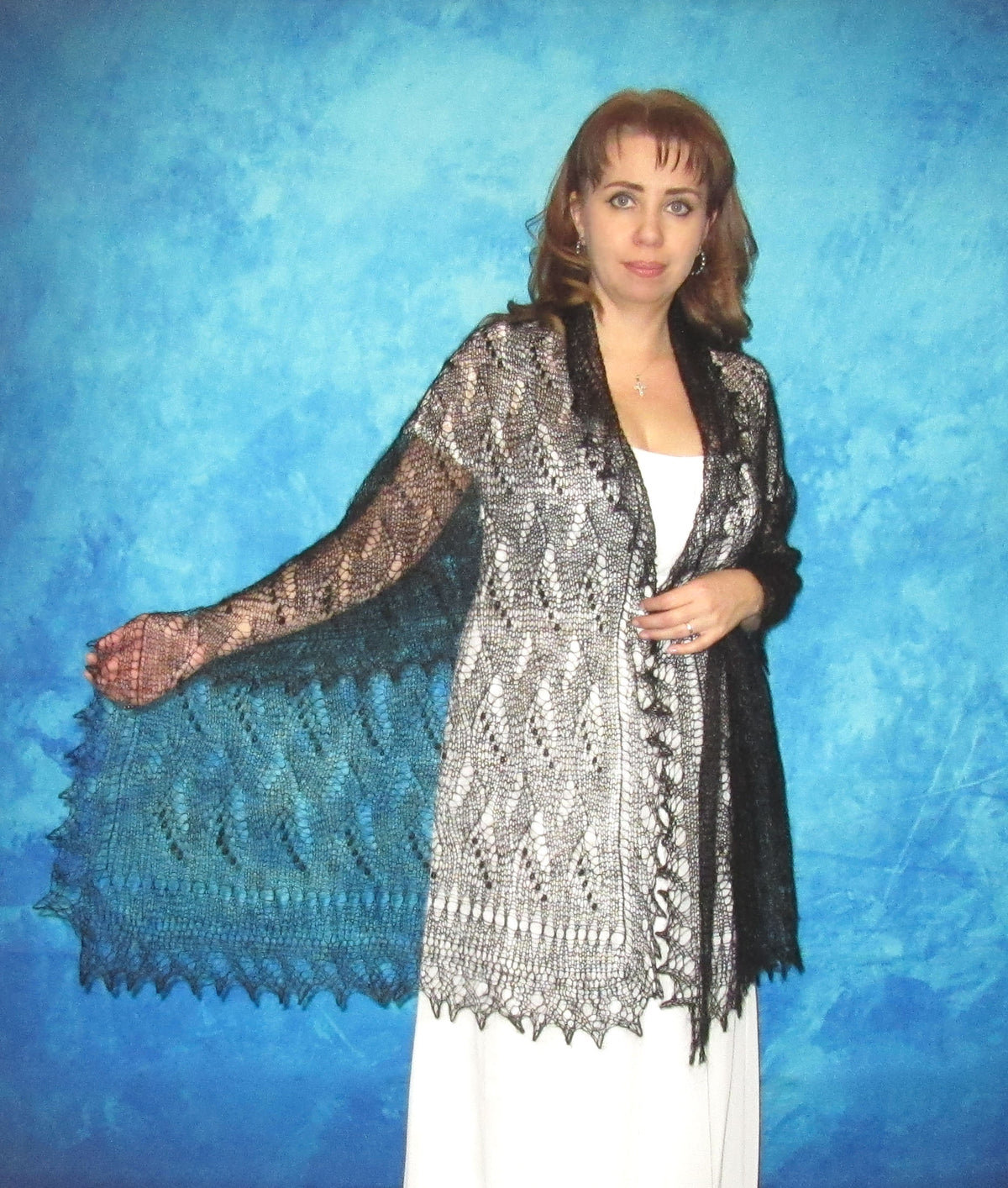 Gestrickter Ziegenflaum Schal Orenburger Schal Shawl Scarf Strick Stola Handmade