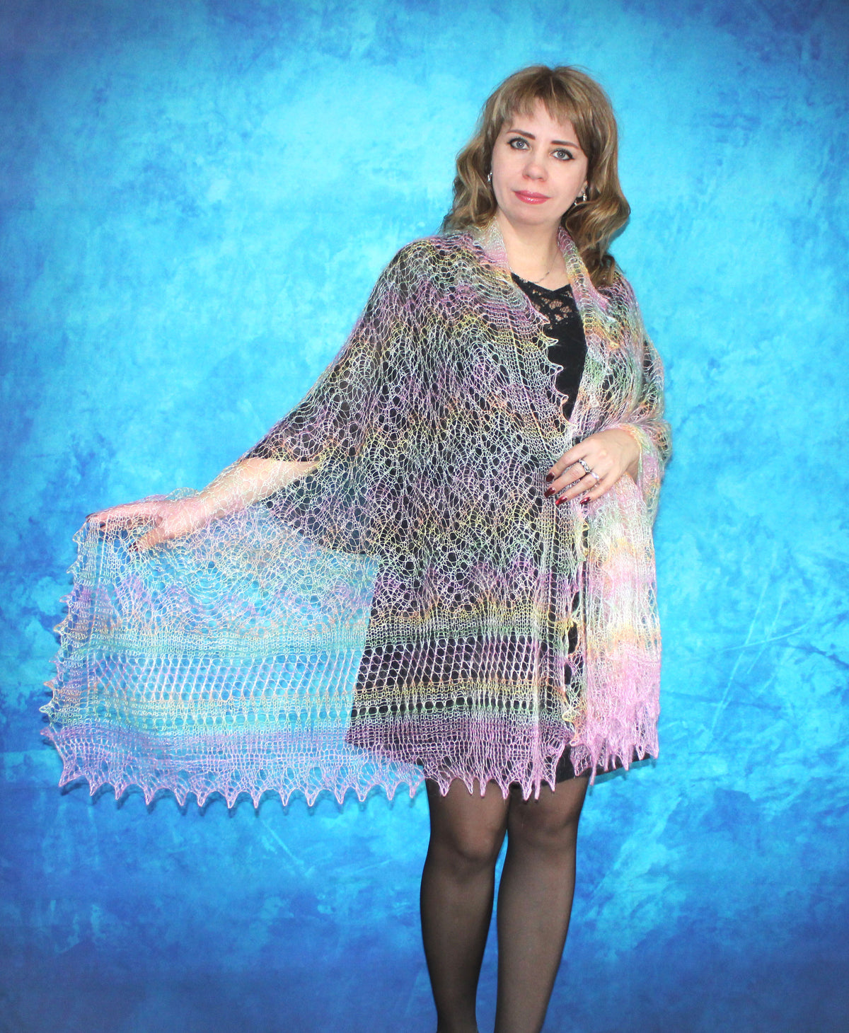 Gestrickter Ziegenflaum Schal Orenburger Schal Shawl Scarf Strick Stola Handmade