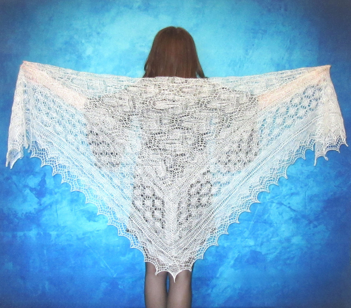 Gestrickter Ziegenflaum Schal Orenburger Schal Shawl Scarf Strick Stola Handmade