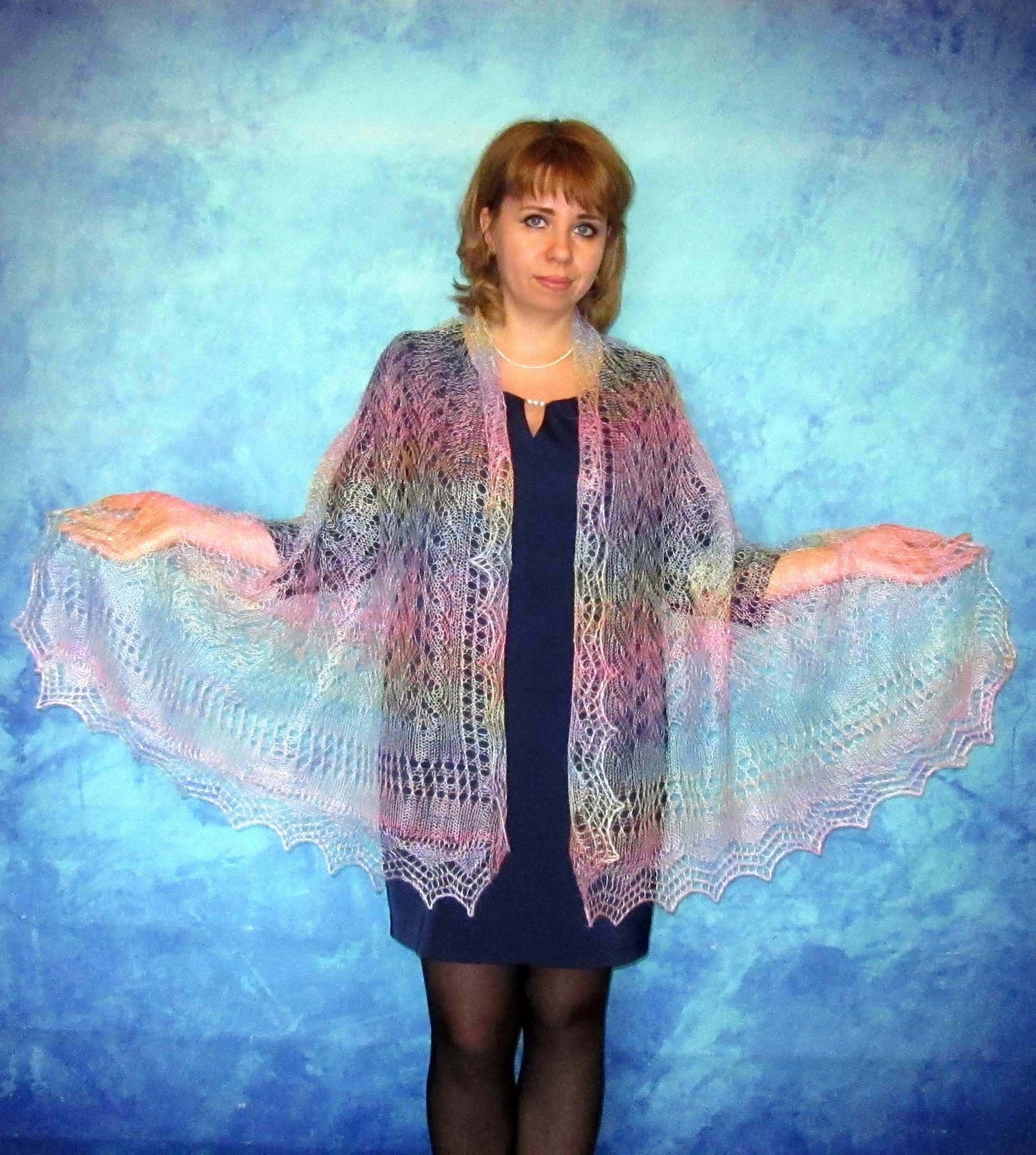 Gestrickter Ziegenflaum Schal Orenburger Schal Shawl Scarf Strick Stola Handmade