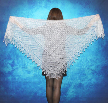 Orenburger Schal Gestrickter Ziegenflaum Schal Pelerina Strick Stola mitStickerei Handmade