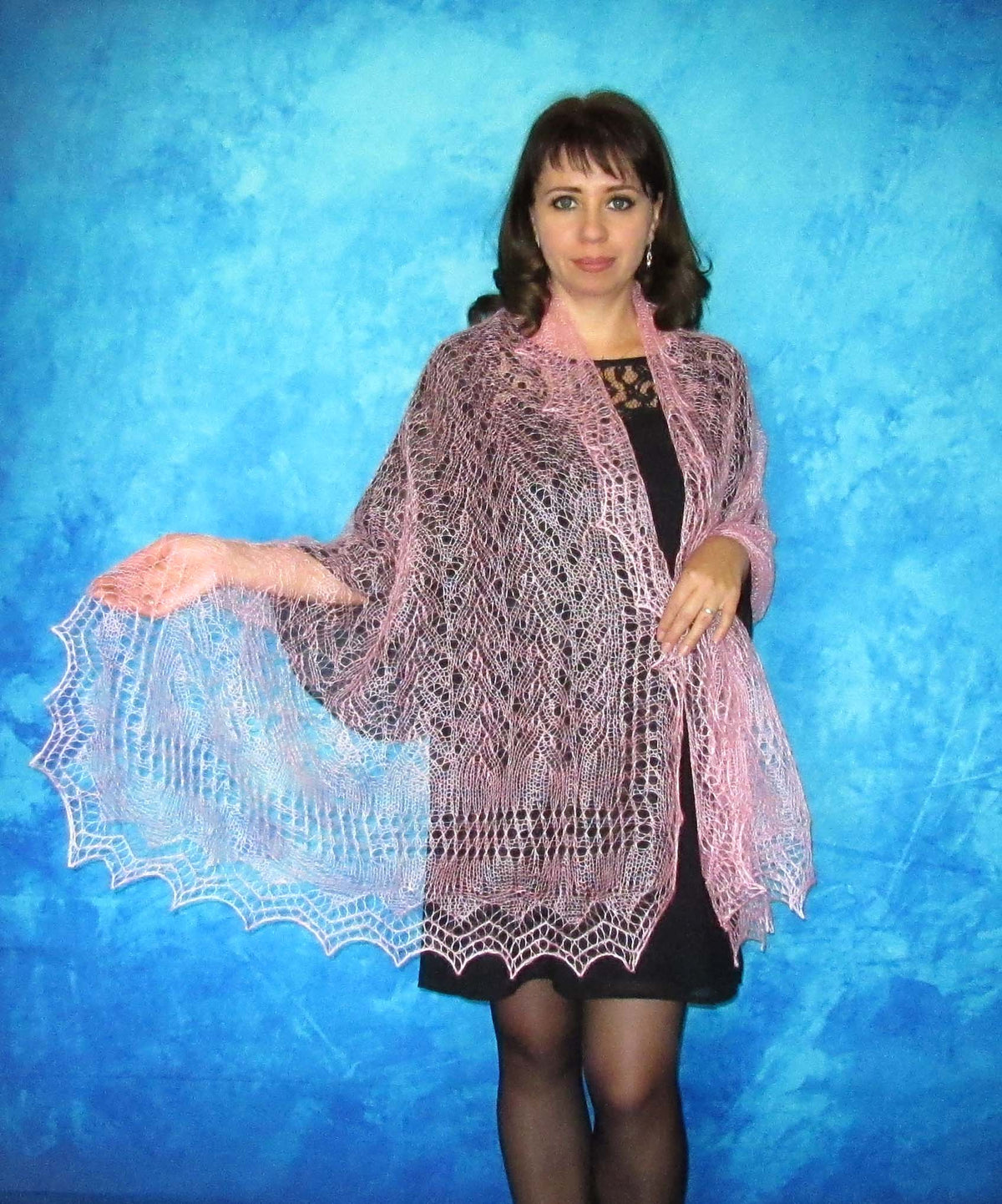 Gestrickter Ziegenflaum Schal Orenburger Schal Shawl Scarf Strick Stola Handmade