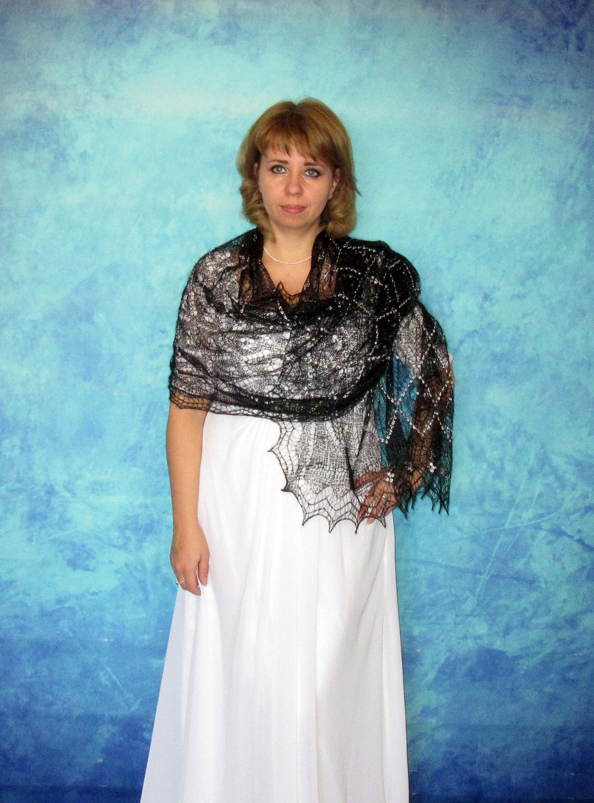 Gestrickter Ziegenflaum Schal Orenburger Schal Shawl Scarf Strick Stola Handmade