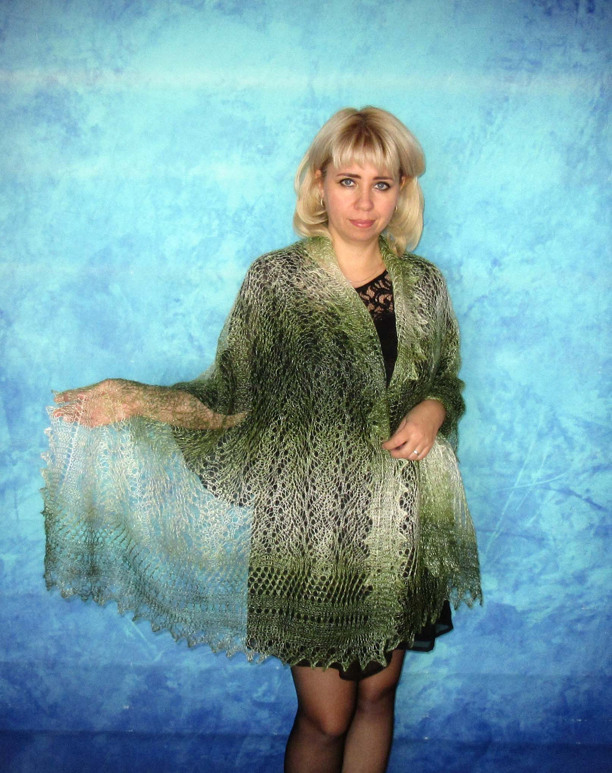 Gestrickter Ziegenflaum Schal Orenburger Schal Shawl Scarf Strick Stola Handmade