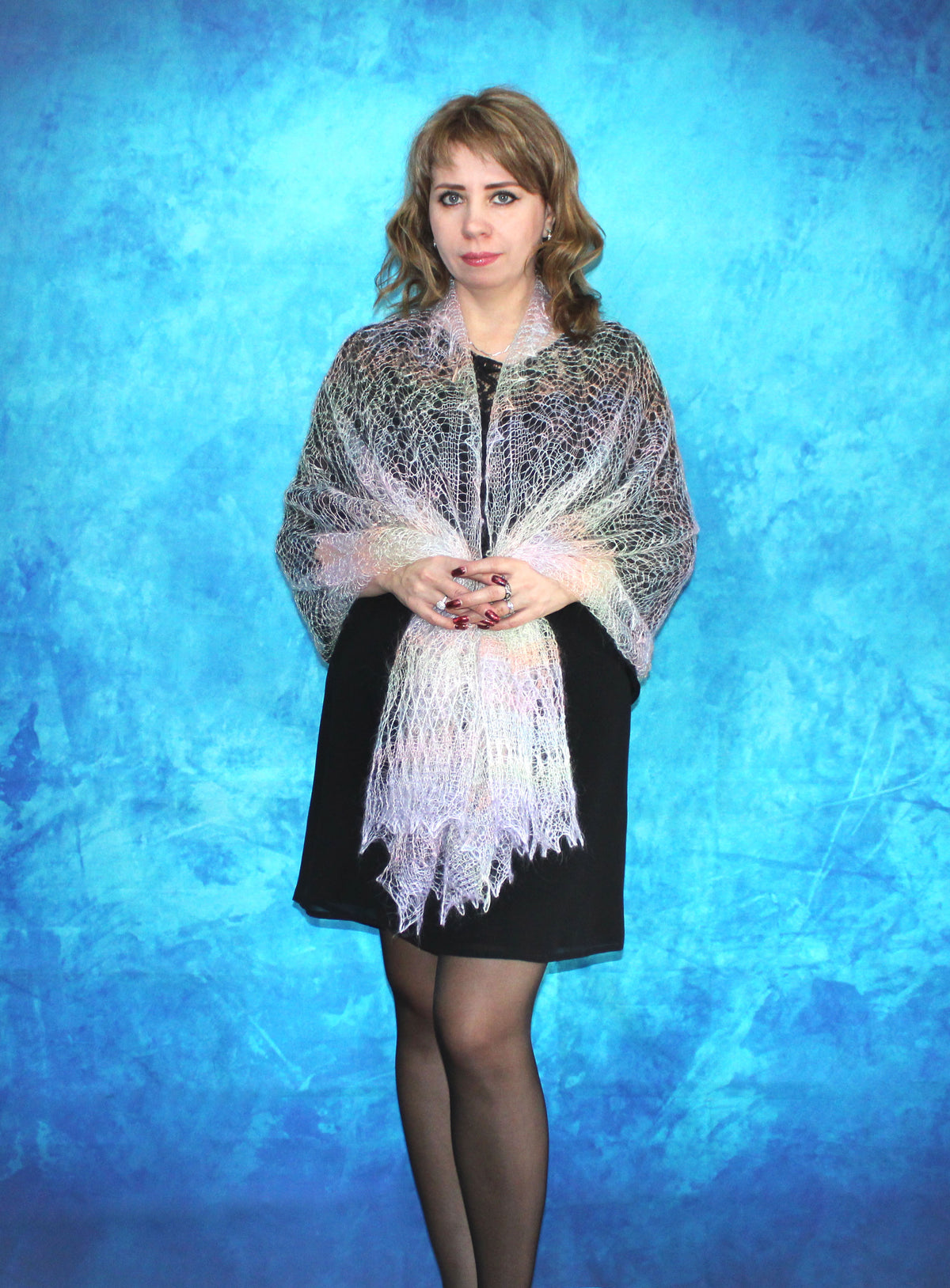Gestrickter Ziegenflaum Schal Orenburger Schal Shawl Scarf Strick Stola Handmade