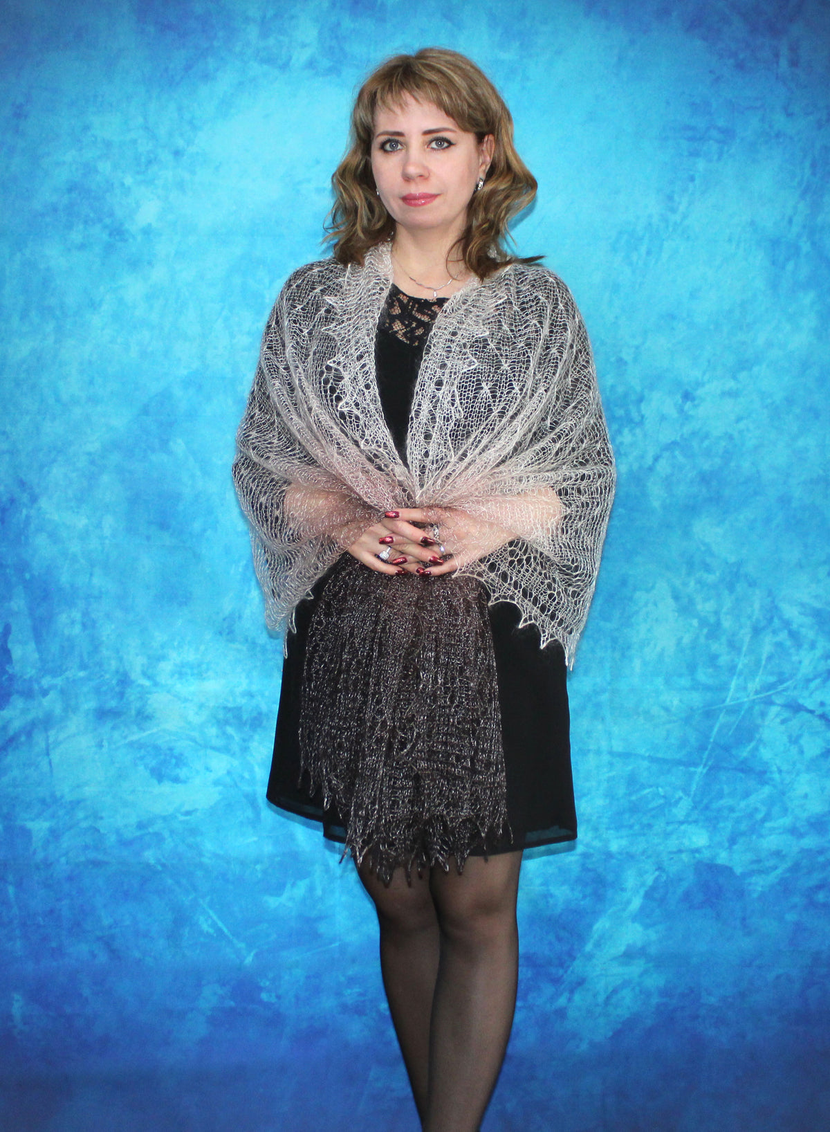 Gestrickter Ziegenflaum Schal Orenburger Schal Shawl Scarf Strick Stola Handmade