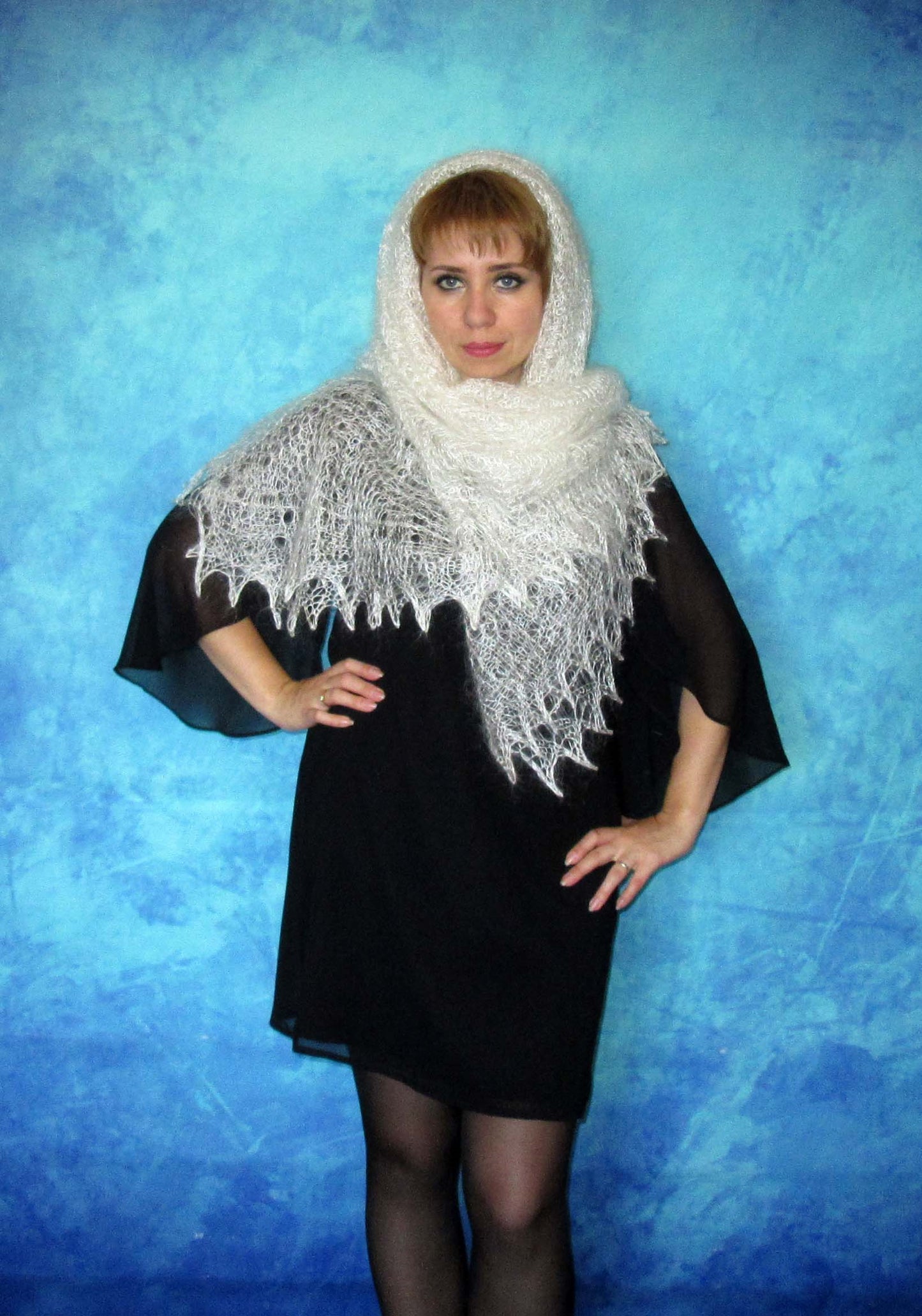 Gestrickter Ziegenflaum Schal Orenburger Schal Shawl Scarf Strick Stola Handmade