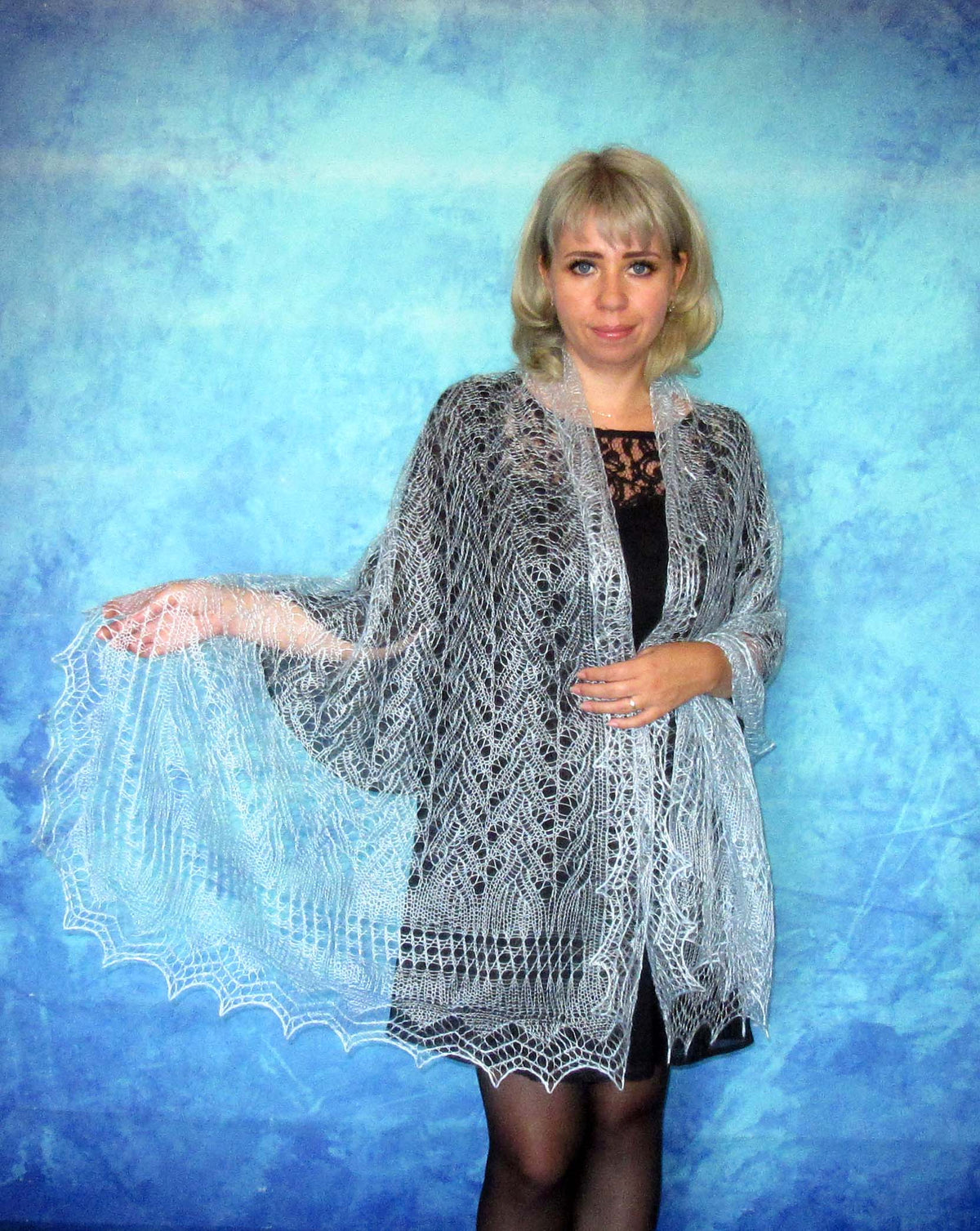 Gestrickter Ziegenflaum Schal Orenburger Schal Shawl Scarf Strick Stola Handmade