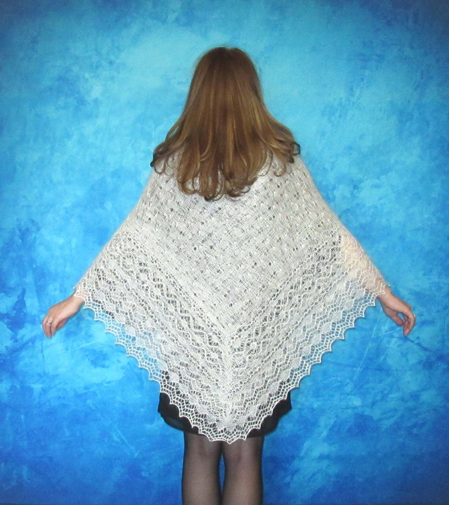 Gestrickter Ziegenflaum Schal Orenburger Schal Shawl Scarf Strick Stola Handmade