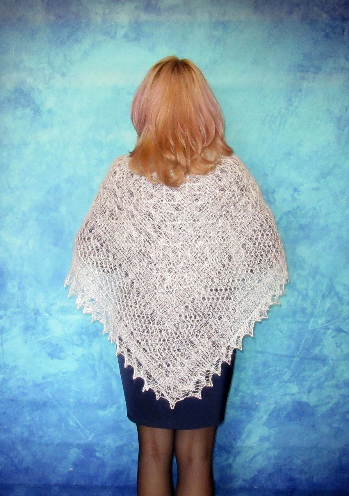 Gestrickter Ziegenflaum Schal Orenburger Schal Shawl Scarf Strick Stola Handmade