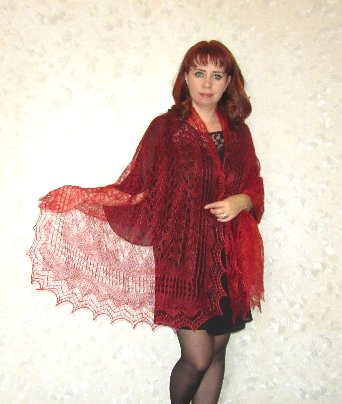 Gestrickter Ziegenflaum Schal Orenburger Schal Shawl Scarf Strick Stola Handmade