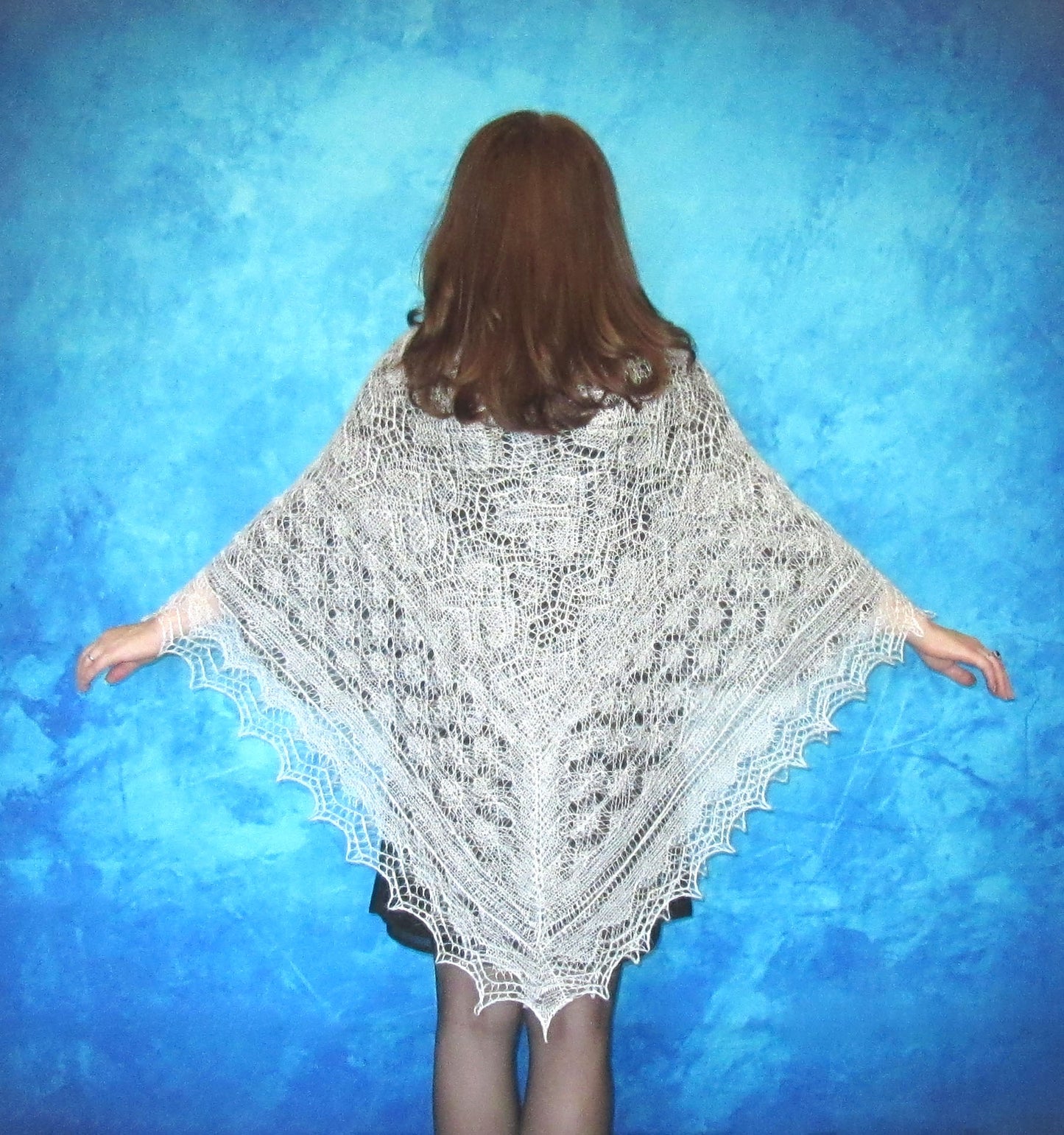 Gestrickter Ziegenflaum Schal Orenburger Schal Shawl Scarf Strick Stola Handmade