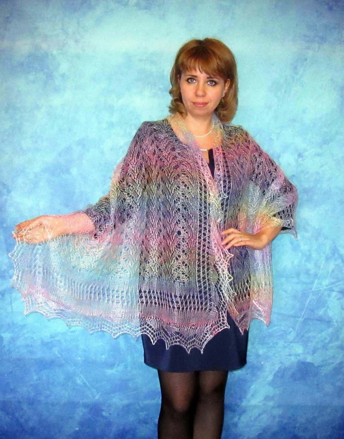 Gestrickter Ziegenflaum Schal Orenburger Schal Shawl Scarf Strick Stola Handmade