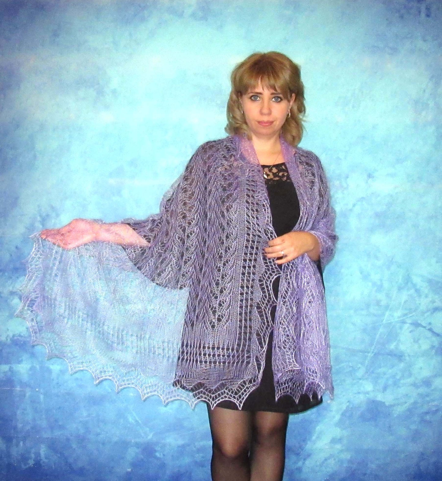 Gestrickter Ziegenflaum Schal Orenburger Schal Shawl Scarf Strick Stola Handmade