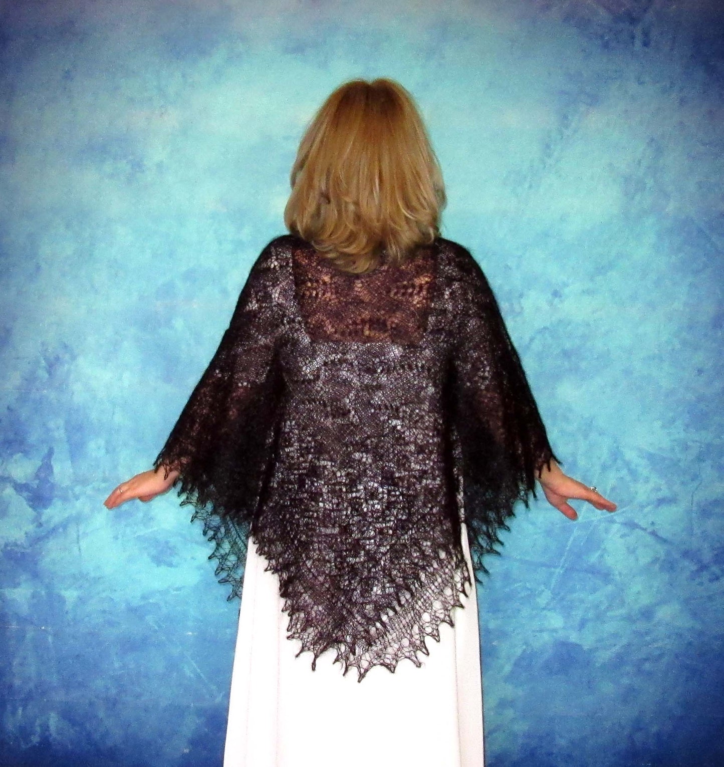 Gestrickter Ziegenflaum Schal Orenburger Schal Shawl Scarf Strick Stola Handmade