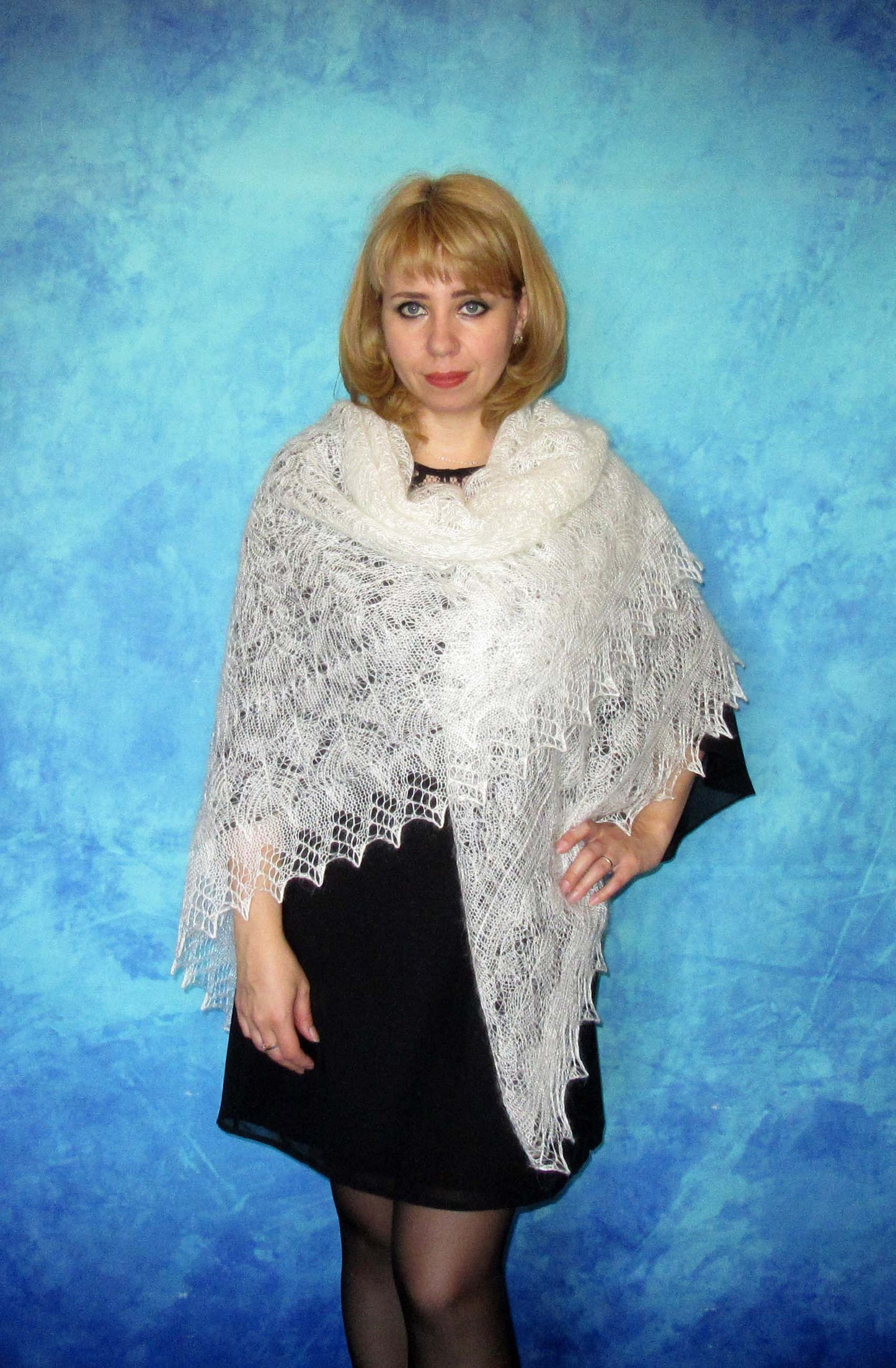 Gestrickter Ziegenflaum Schal Orenburger Schal Shawl Scarf Strick Stola Handmade