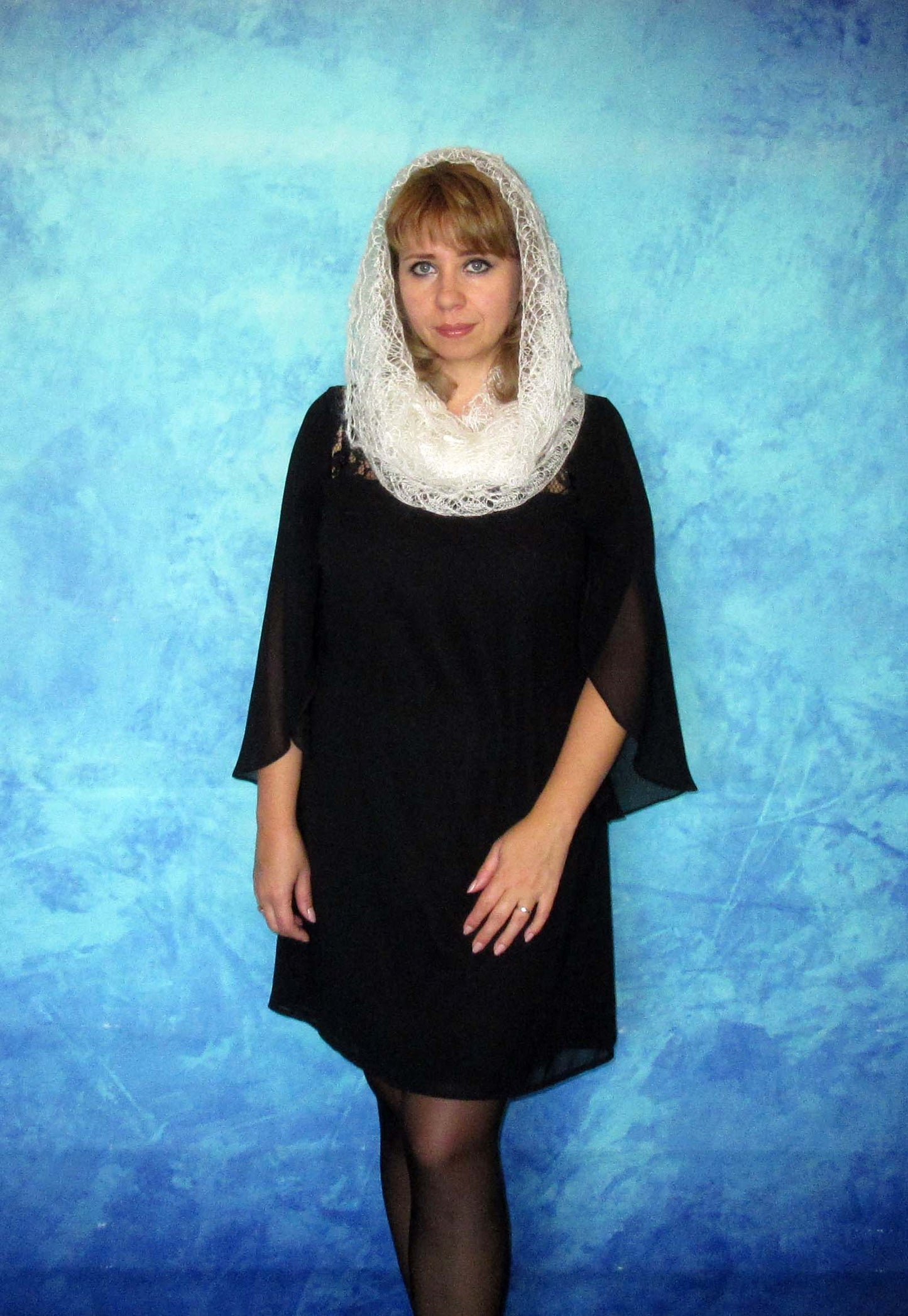 Gestrickter Ziegenflaum Schal Orenburger Schal Shawl Scarf Strick Stola Handmade