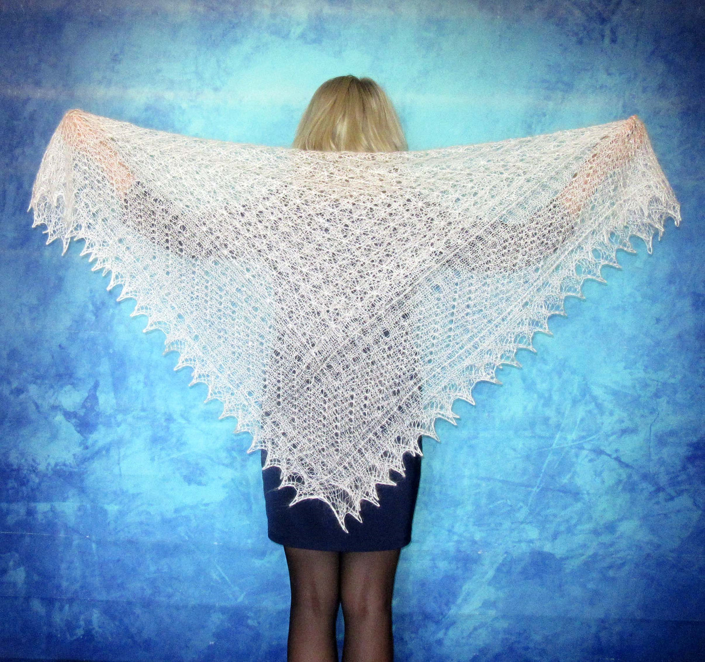 Gestrickter Ziegenflaum Schal Orenburger Schal Shawl Scarf Strick Stola Handmade