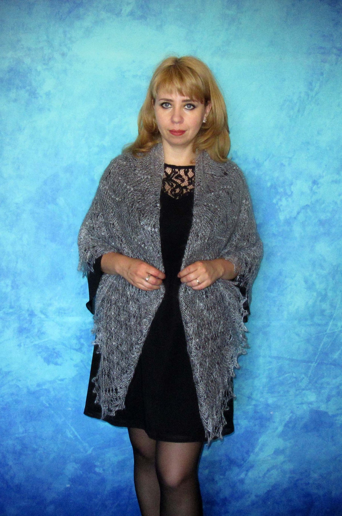 Gestrickter Ziegenflaum Schal Orenburger Schal Shawl Scarf Strick Stola Handmade