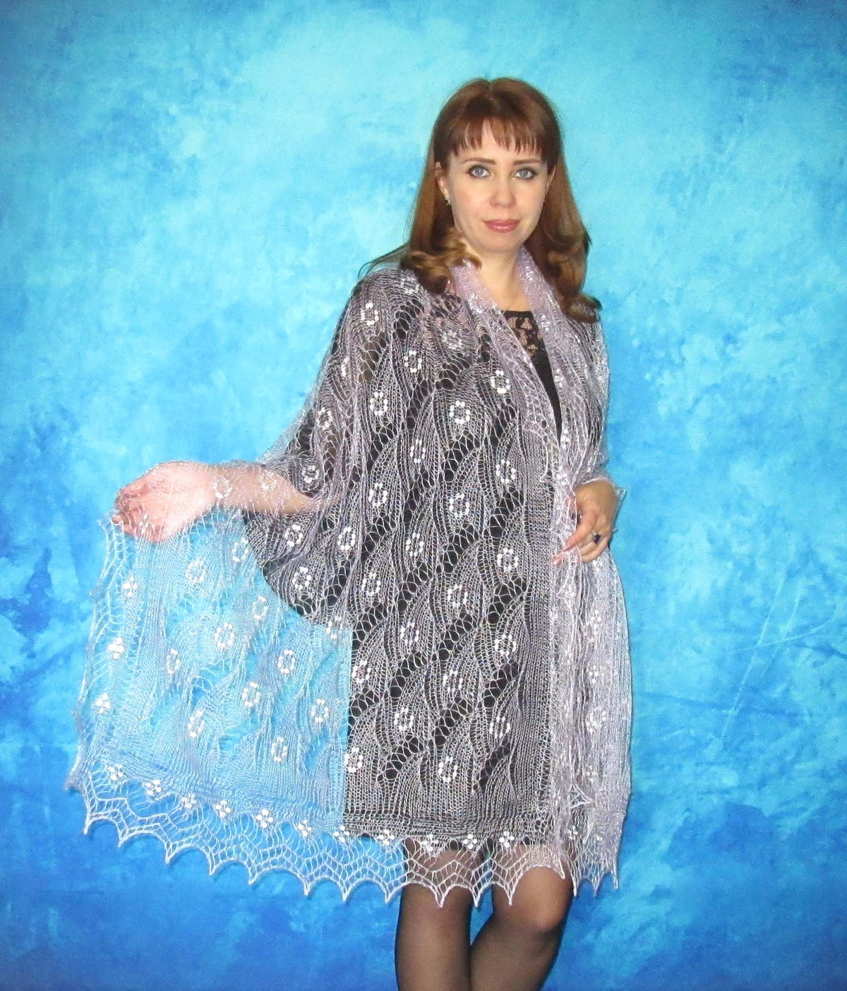 Gestrickter Ziegenflaum Schal Orenburger Schal Shawl Scarf Strick Stola Handmade