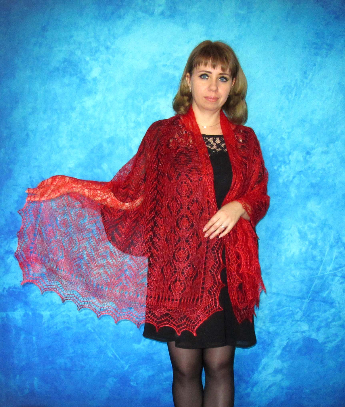 Gestrickter Ziegenflaum Schal Orenburger Schal Shawl Scarf Strick Stola Handmade